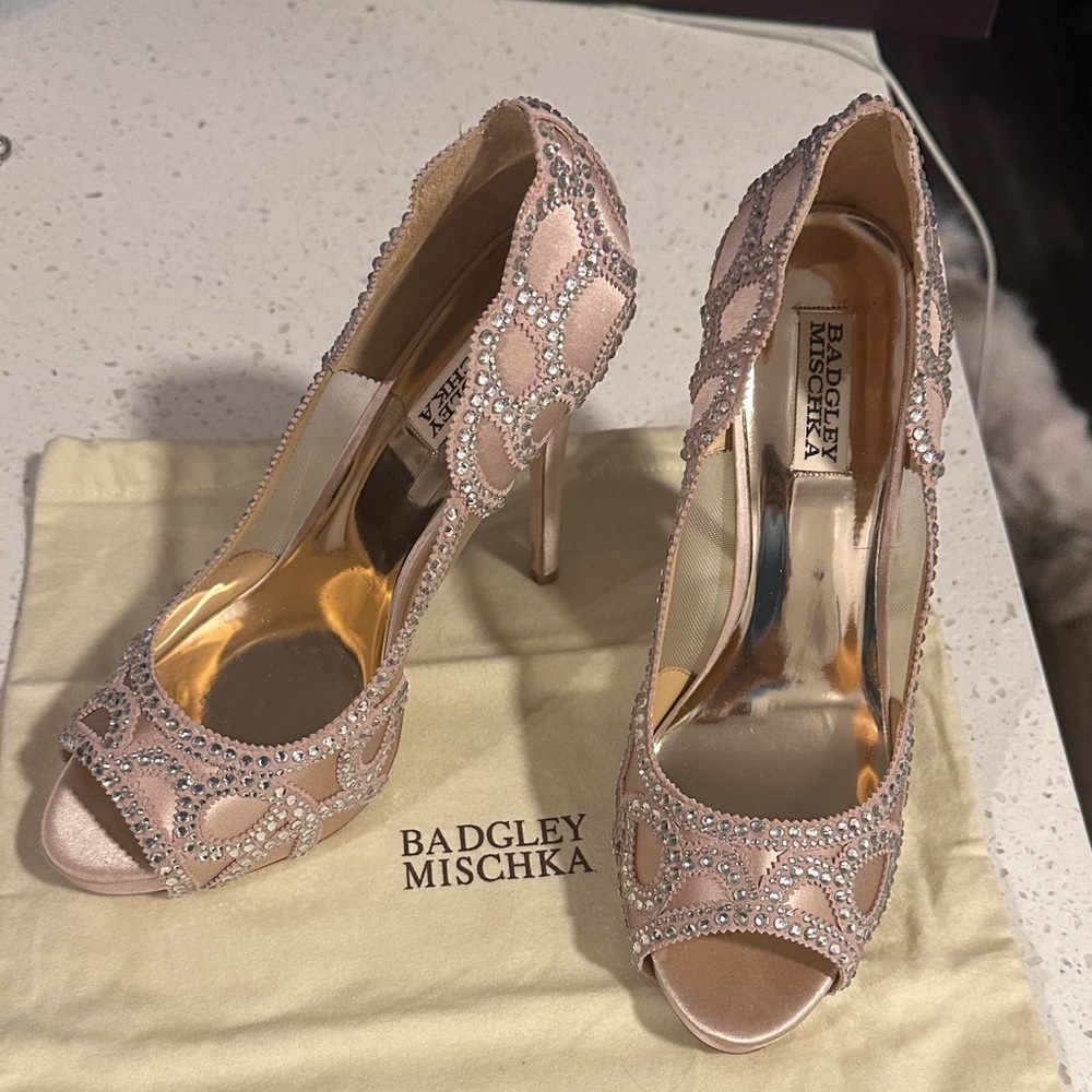 Badgley Mischka Blush Embellished Heels